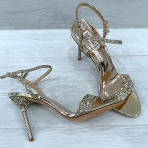 Badgley Mischka Gold Glitter Heels for Special Occasions